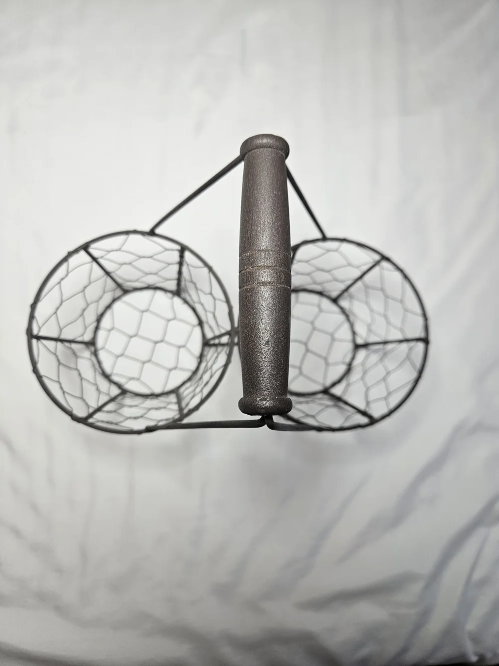 Rustic Metal Double Basket For Gathering Or Use It As A Planter Basket